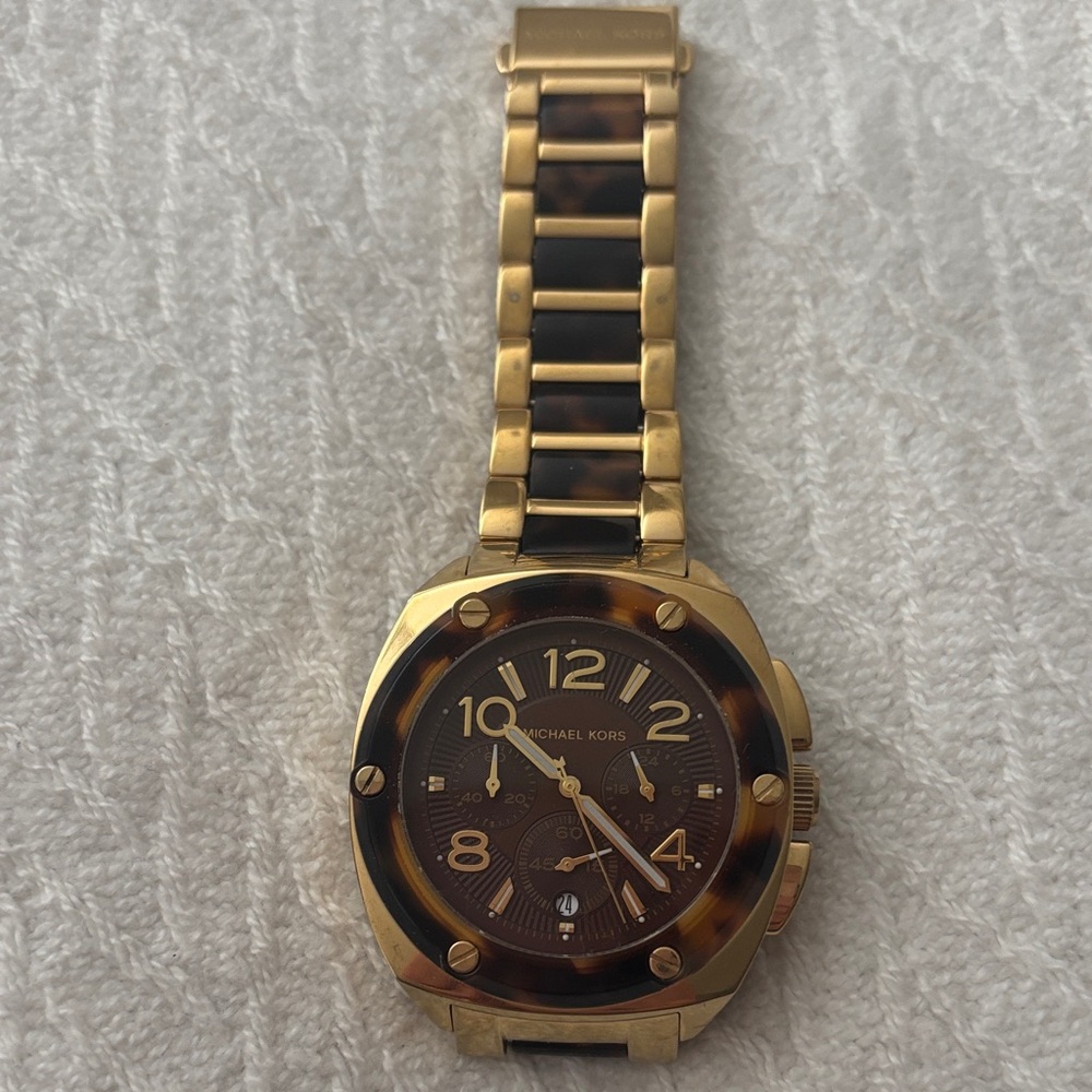 Michael Kors Gold and Tortoise Link Bracelet Watch